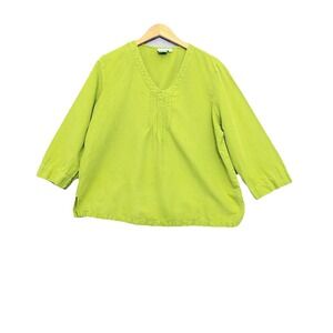 Hot Cotton Marc Ware Top Sz XL Pleated Linen Blend Button Boxy Lagenlook Luxury
